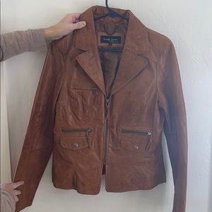 Brown leather jacket